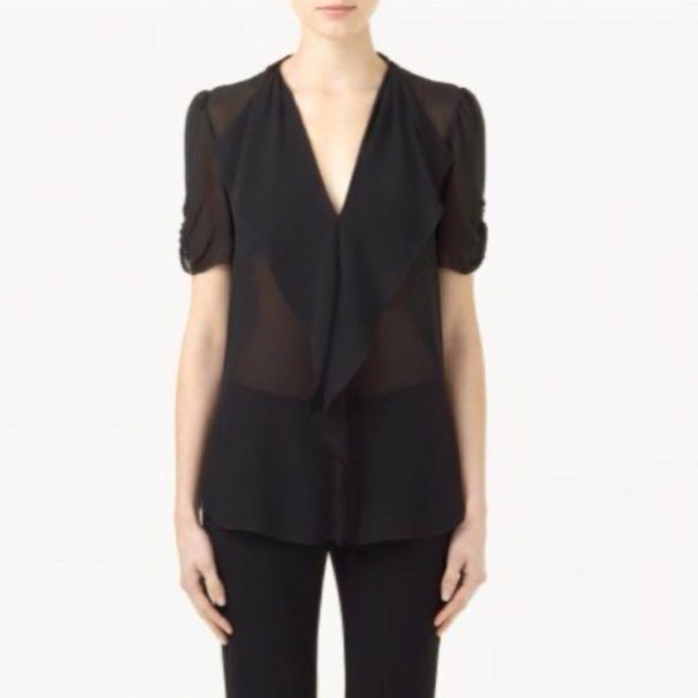 Babaton Silk Black V-Neck Blouse